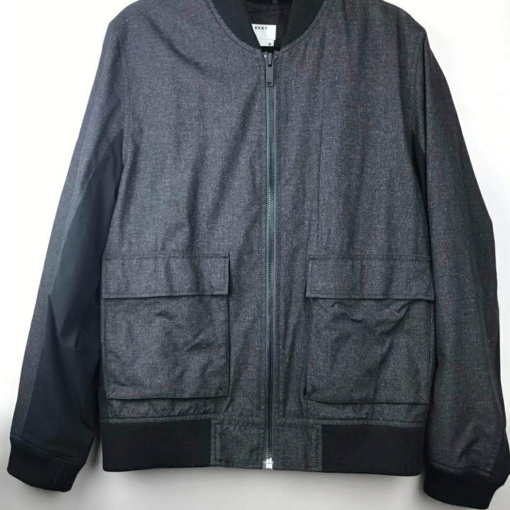 DKNY Mens Dark Grey Zipper Up Jacket SZ Medium